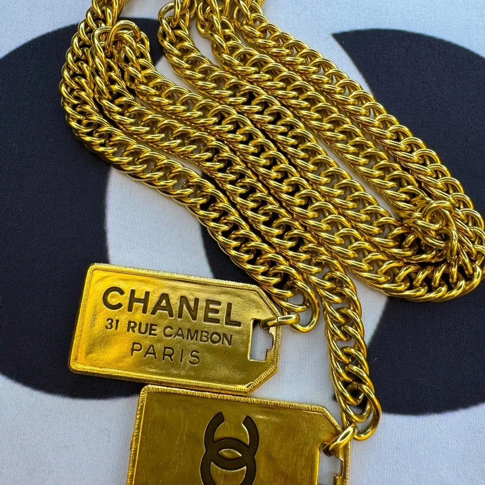 CHANEL 2020 Rue Cambon Tag Lariat Necklace Runway Collection - Picture 2 of 4